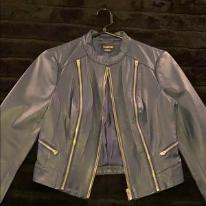 Blue leather jacket